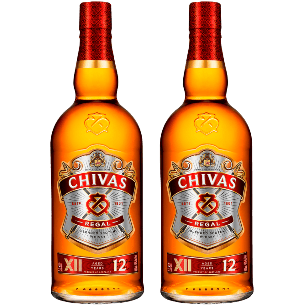 Kit com 2 Whisky Chivas Regal 12 anos 750ml Orig