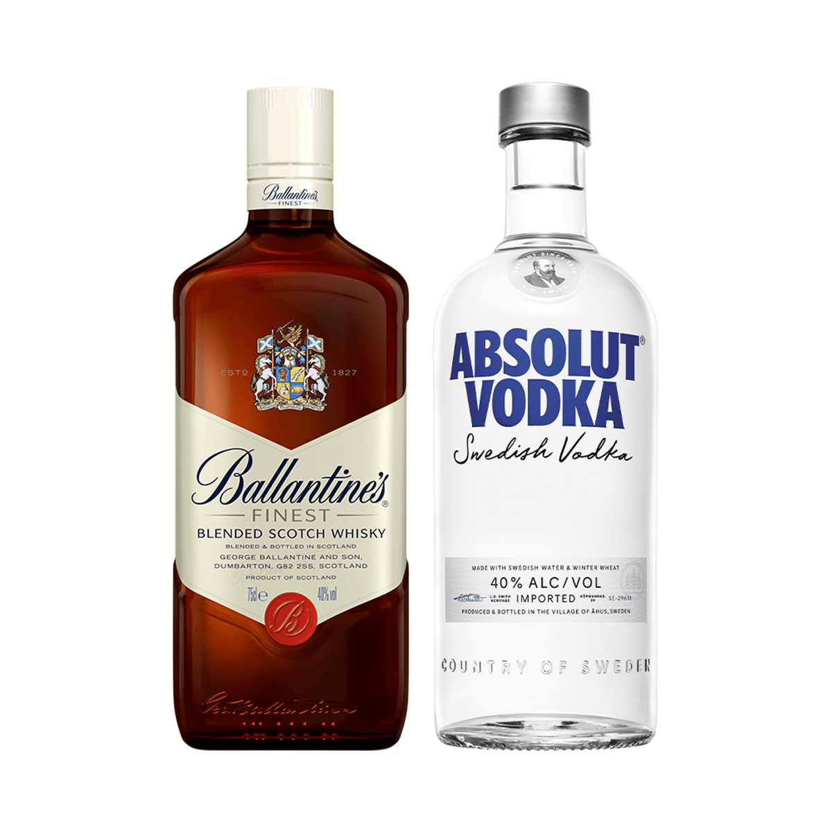 Kit Whisky Ballantine's Finest 750ml + Vodka Absolut Regular 750ml
