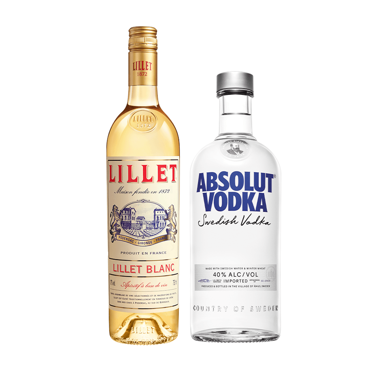 Kit Aperitivo Lillet Blanc de Vinho Frances 750ml - Spritz + Vodka Absolut Regular 750ml Orig